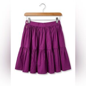 Juicy Couture Magenta Purple Tiered Pleated Cotton Skirt Size 0 Y2K